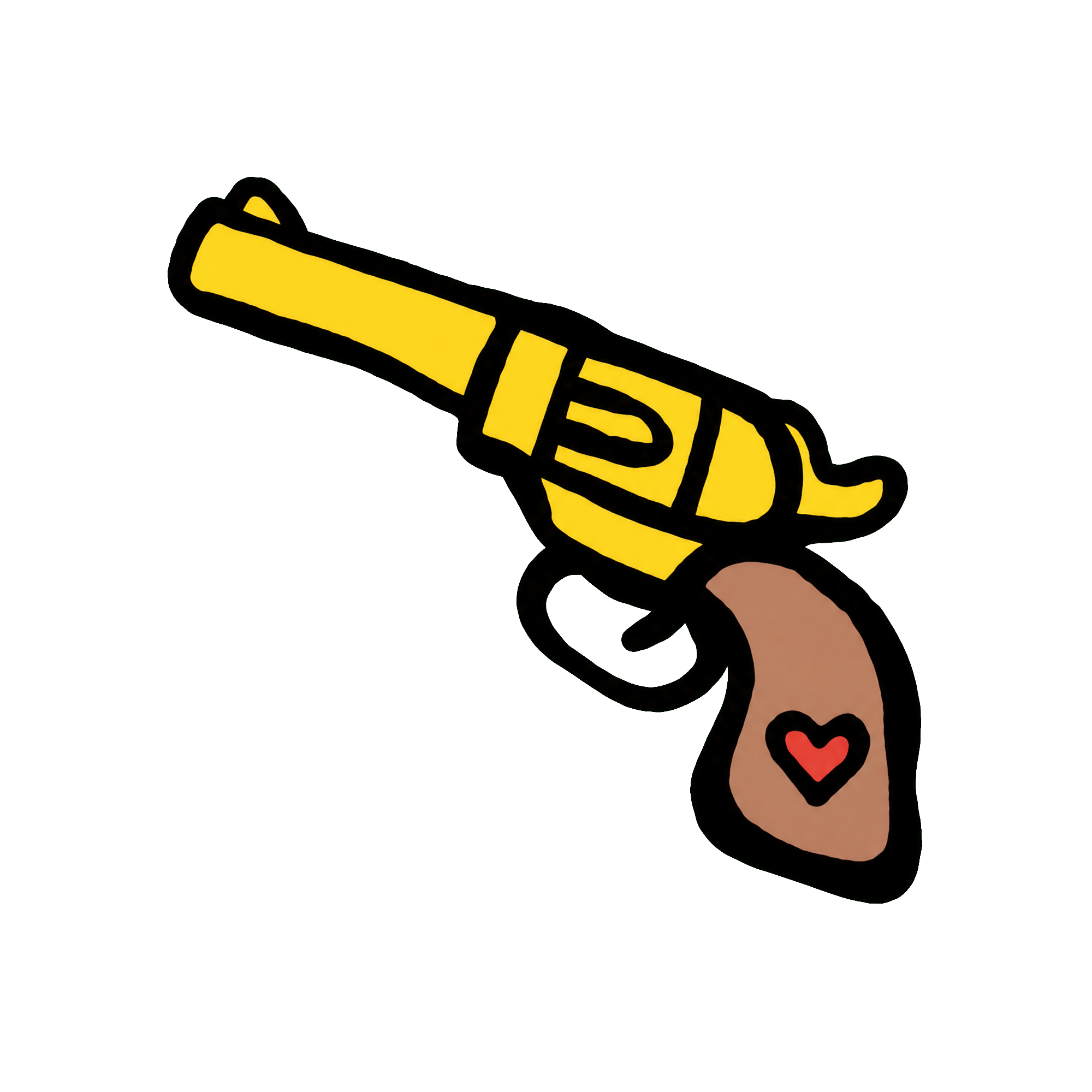 Production proof Object 01 gold heart-grip revolver