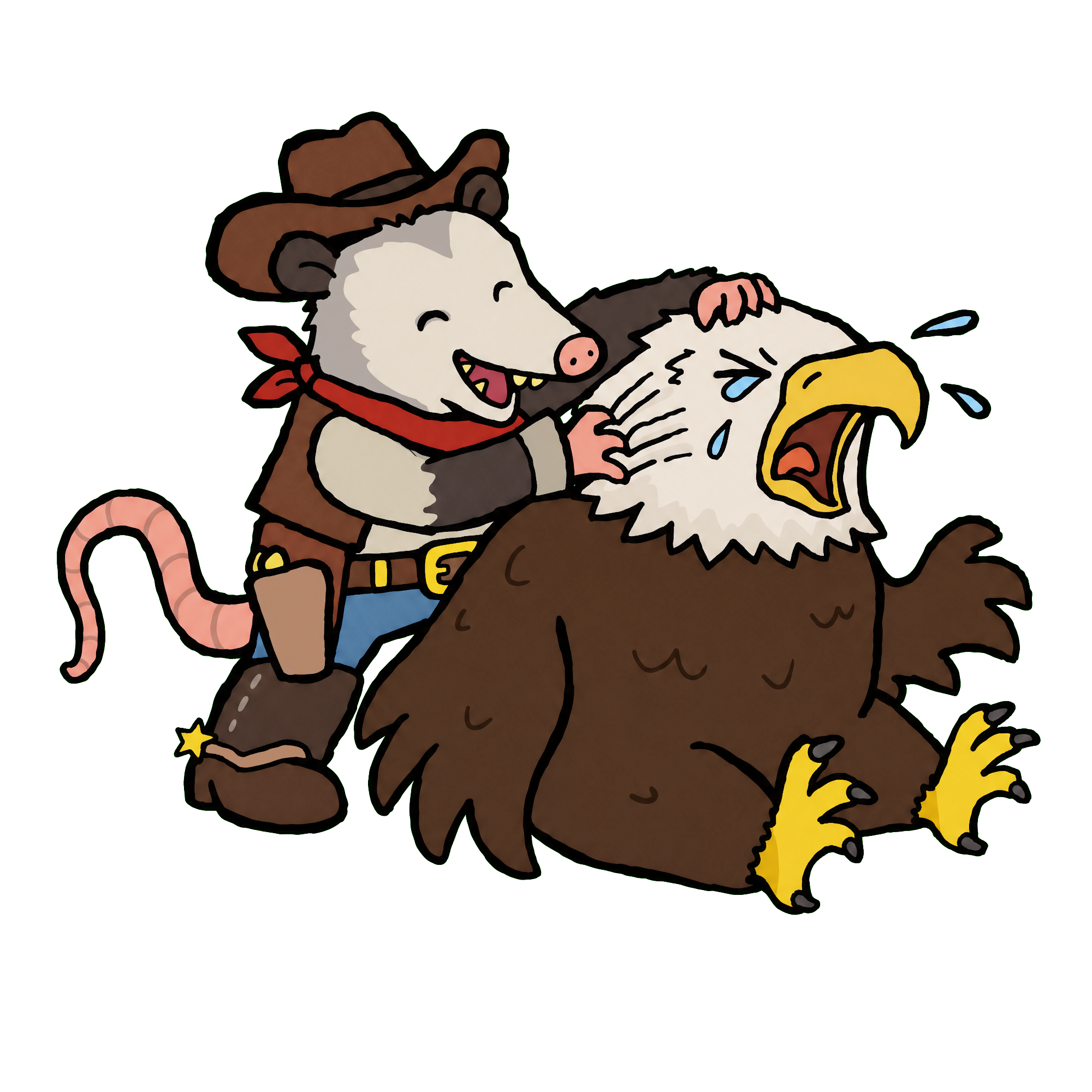 opossum fighting eagle
