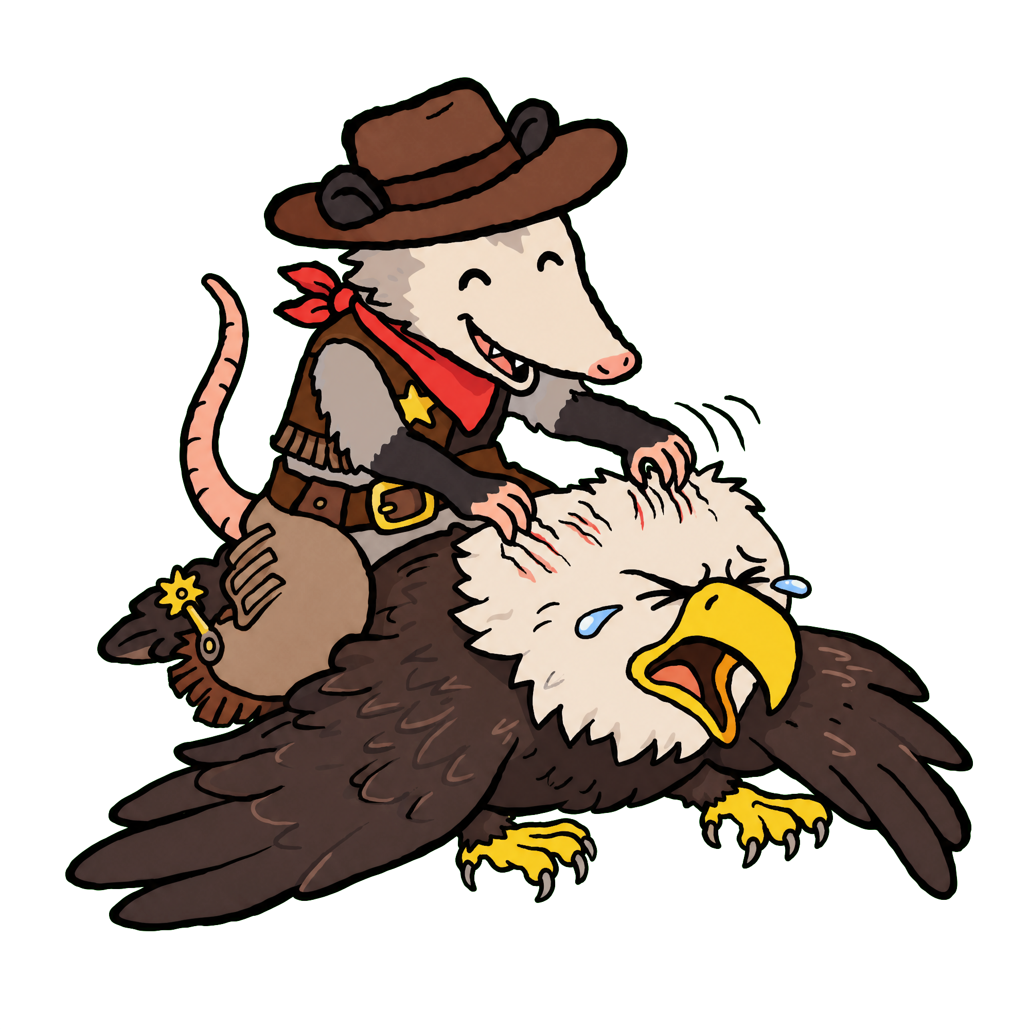 opossum fighting eagle